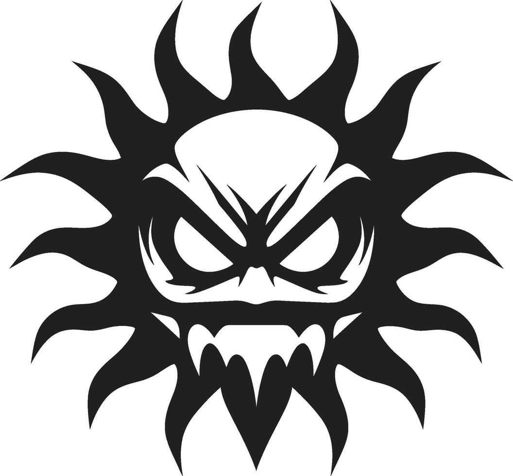Burning Wrath of Angry Sun Solar Fury Black Suns Angry vector
