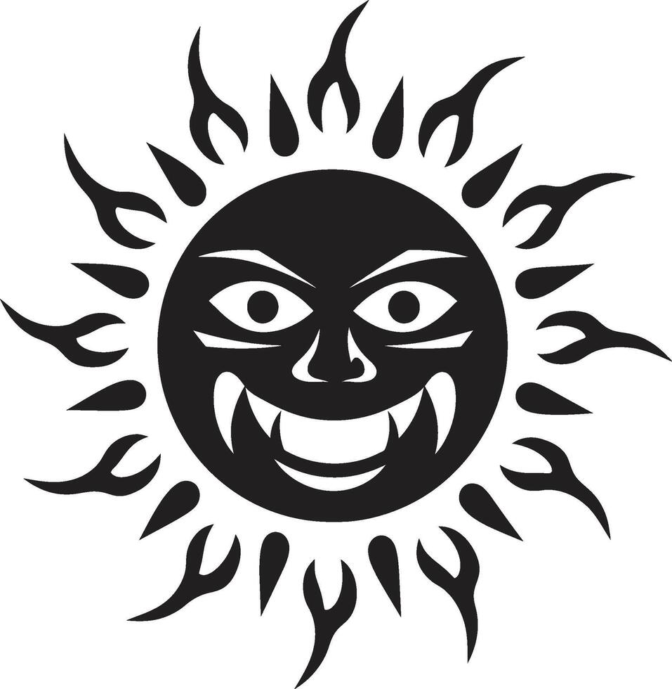 Solar Fury Black ic Sun Tempestuous Blaze Angry Sun vector