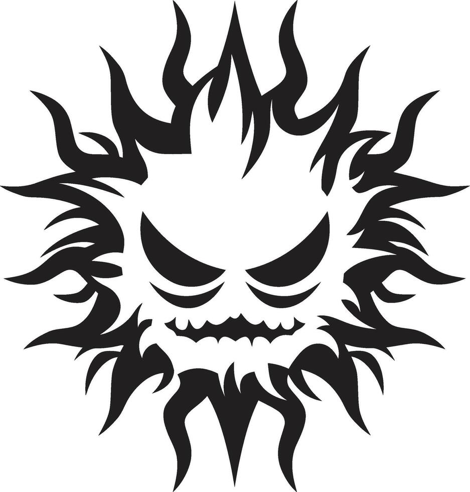Raging Radiance Black Sun Fury Fury Eclipse Angry Sun Emblem vector