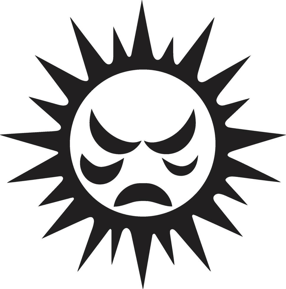 Solar Inferno Angry Suns Wrath Rage filled Sunrise Angry Sun in Black vector