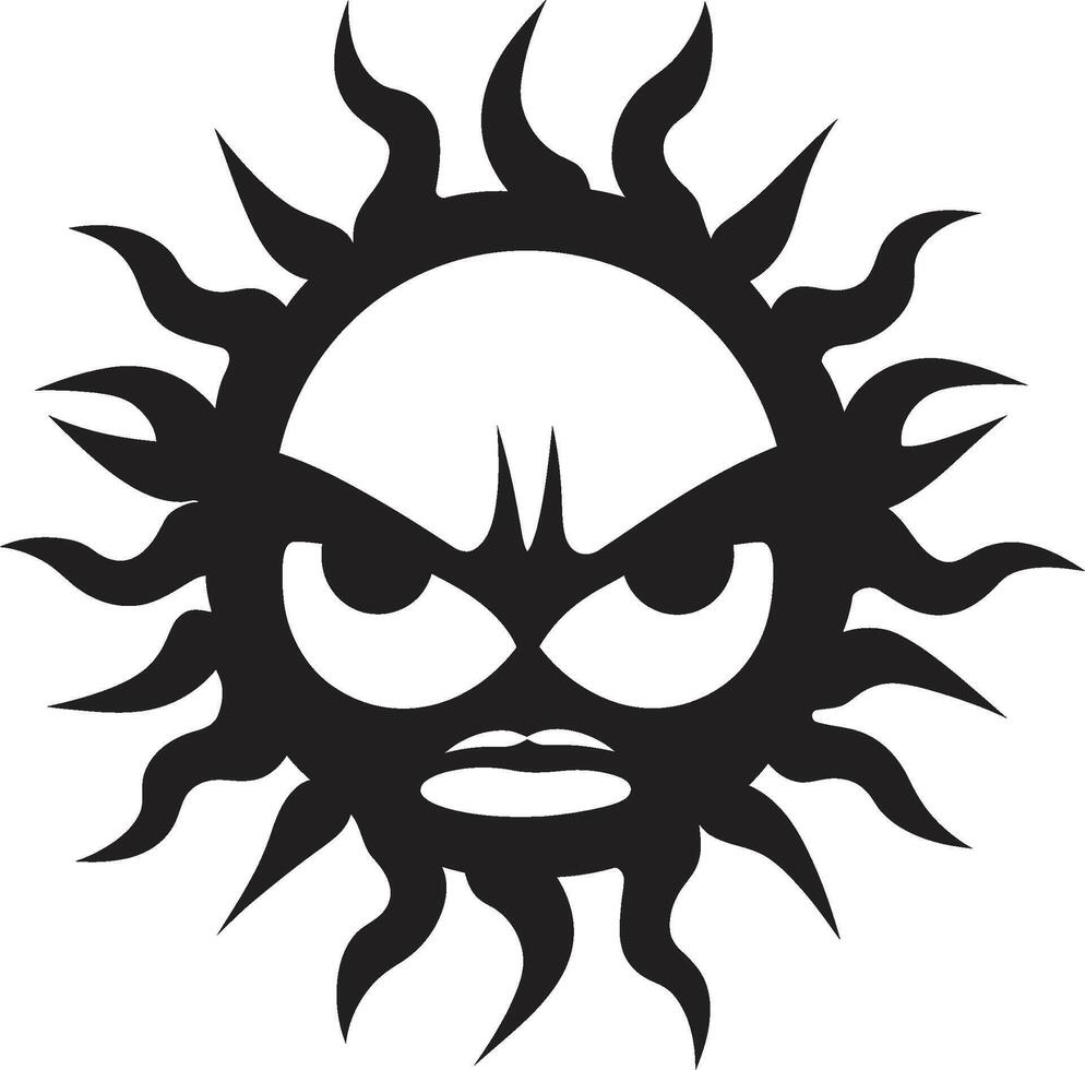 Blazing Ire Black Sun Rampant Solar Flare Angry Sun vector
