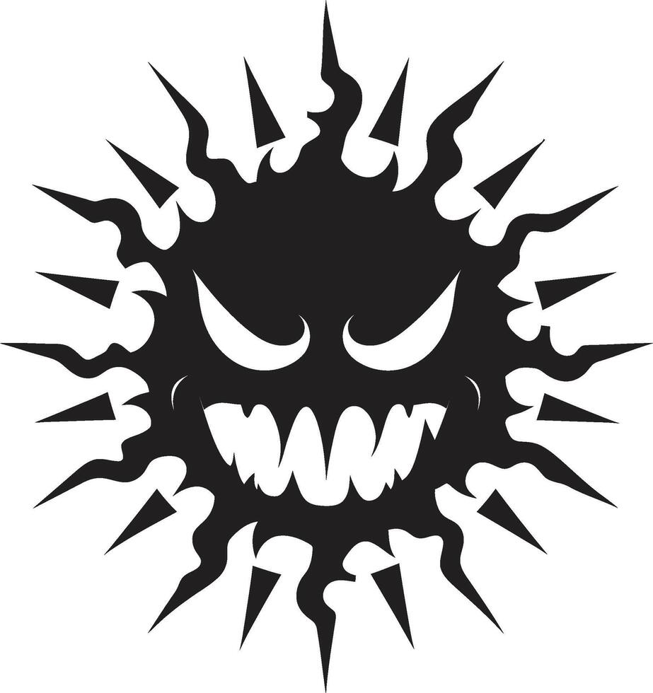 Burning Wrath Angry Sun Emblem Stormy Sunburst Black vector