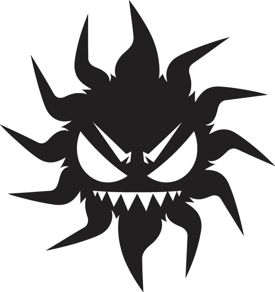 Eclipse of Anger Black Sun Solar Wrath Angry Sun Emblem vector