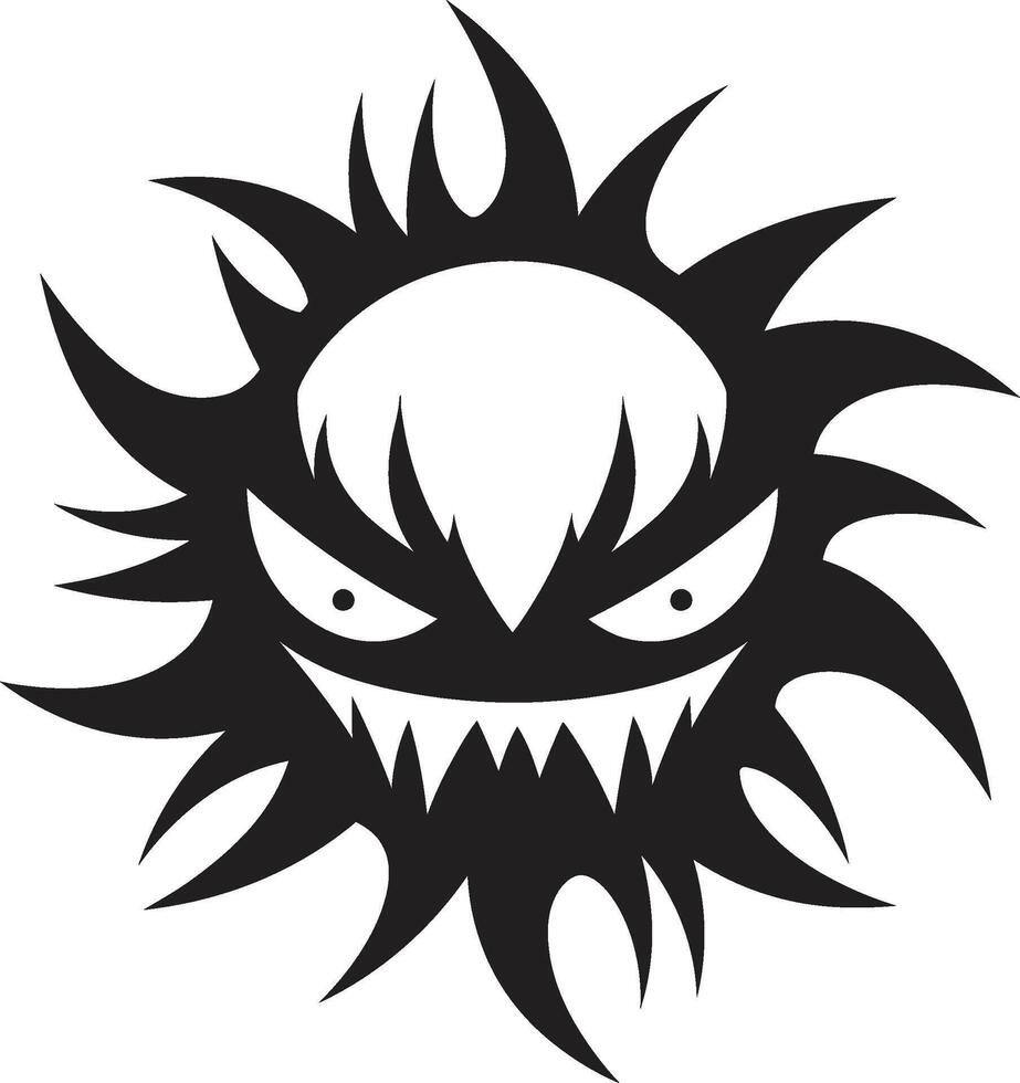 Searing Fury Suns Anger in Form Apocalyptic Radiance Angry Sun Emblem vector
