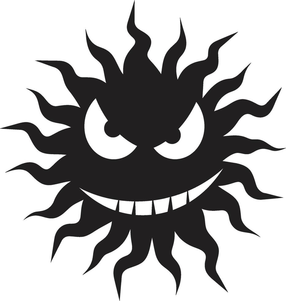 Searing Wrath Black of Angry Sun Rampant Solar Flare Angry Sun Emblem vector