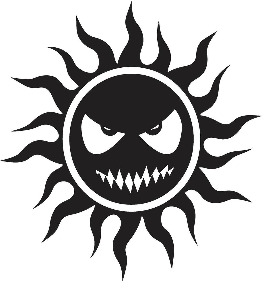 Scorched Fury Black of Angry Sun Fiery Outburst Angry Sun in Black vector