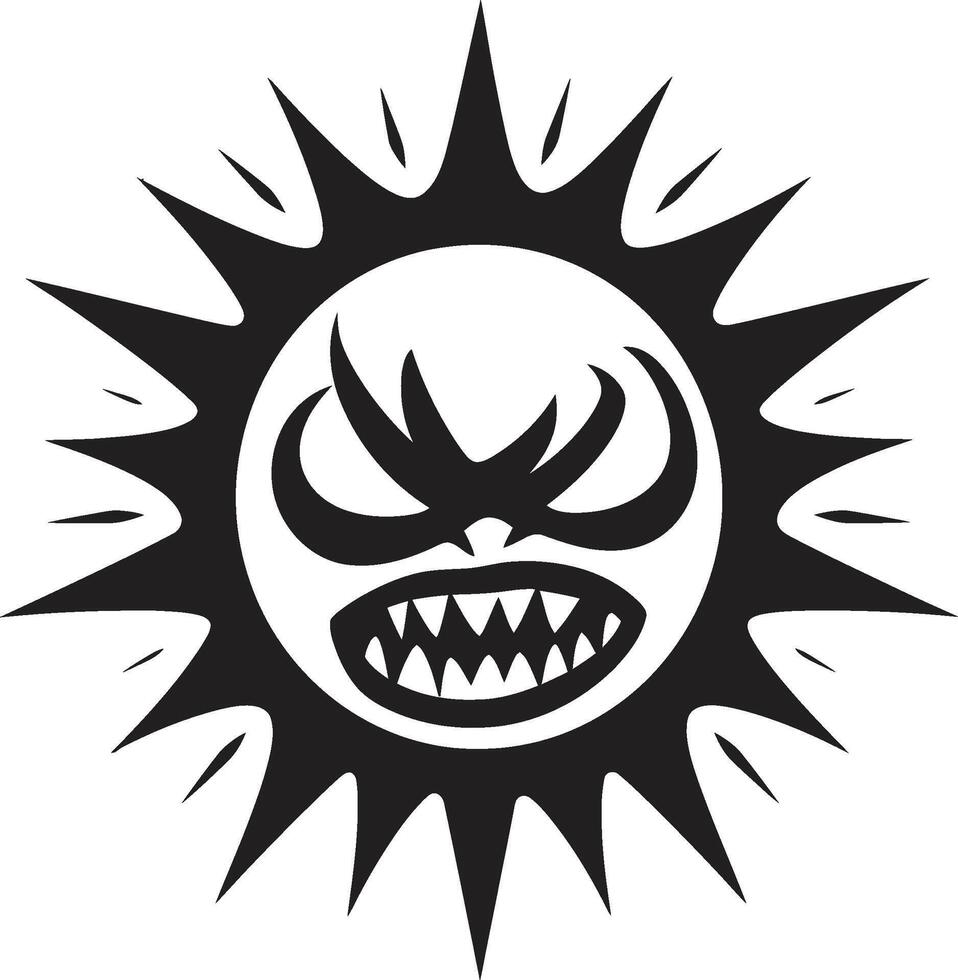Solar Inferno Angry Suns Wrath Rage filled Sunrise Angry Sun in Black vector