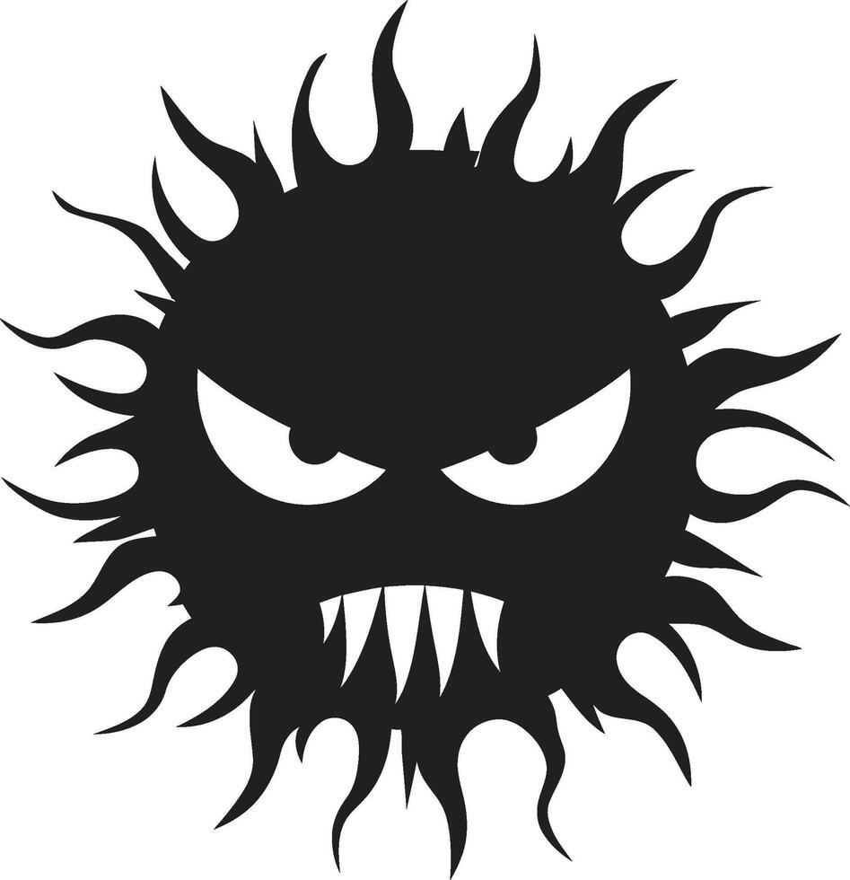 Solar Inferno Angry Suns Wrath Rage filled Sunrise Angry Sun in Black vector