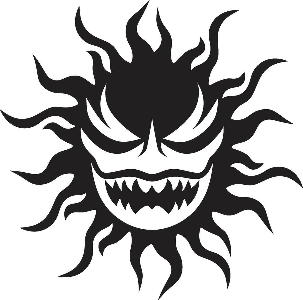 Tempestuous Dawn Angry Sun Raging Radiance Black Angry Sun Emblem vector