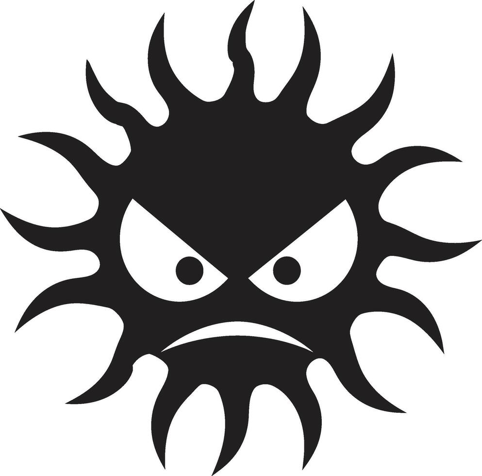 Rampant Solar Flare Angry Sun Emblem Scorched Fury Black of Angry Sun vector