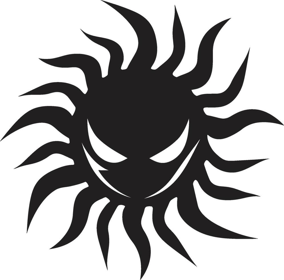 Blazing Fury Angry Suns in Black Searing Sunburst Angry Sun vector