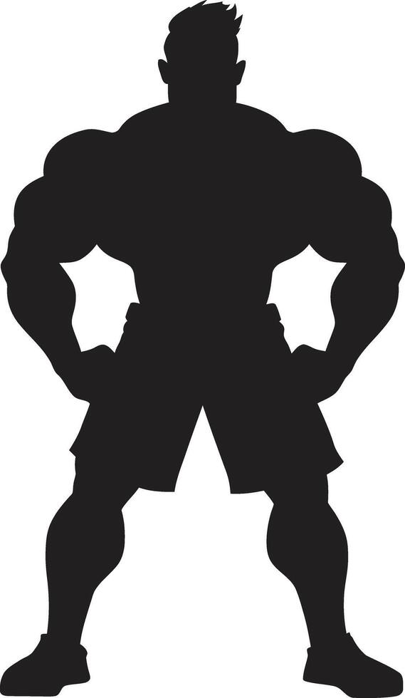 Champion Flex Fusion Caricature Bodybuilder in Black Comic Power Impact Black of Cartoon Bodybuilder in vector