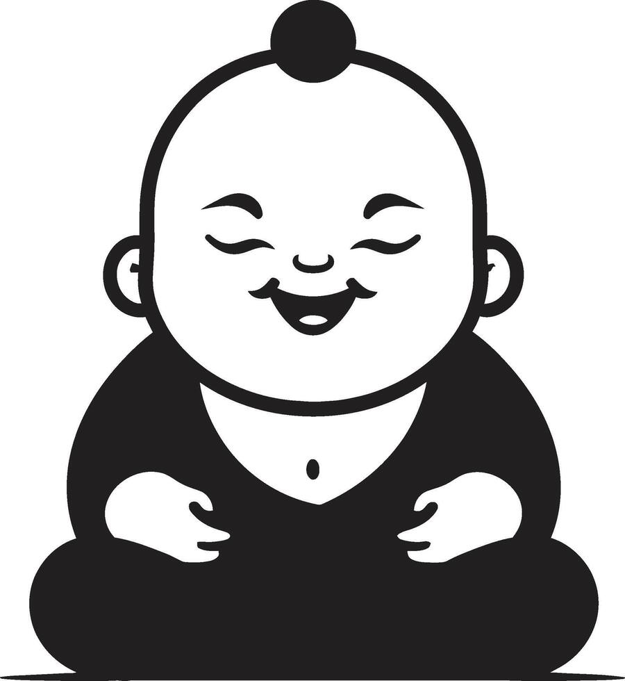 ilustrado infantil negro dibujos animados niño chibi serenidad Buda ic emblema vector