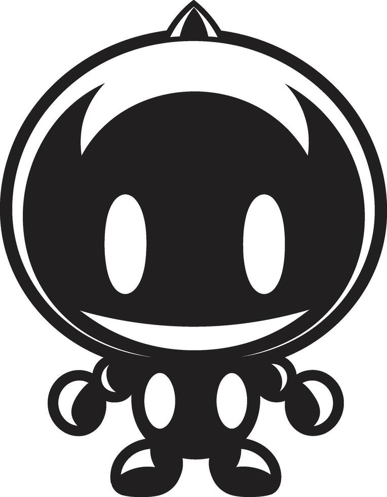 Cute RoboBlaster Black Emblem BlastBot Buddy Mascot Emblem vector
