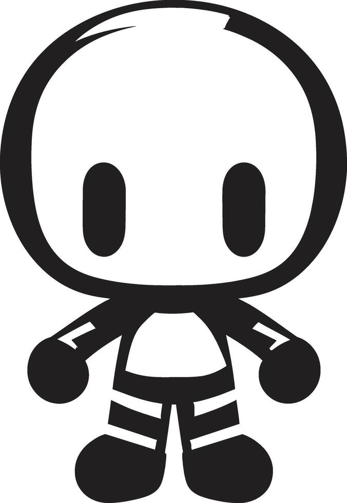 Explodroid Mascot Emblem Cute Bomber Robot ic Black vector