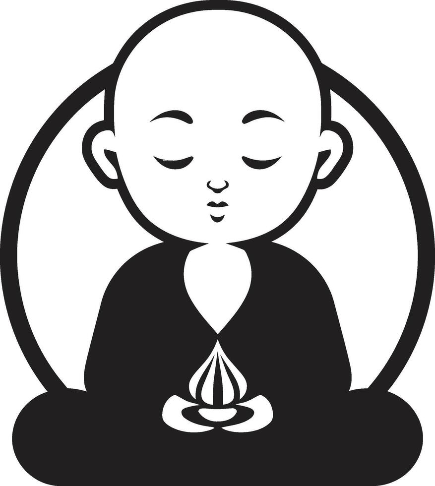 Little Zen Master Black Peaceful Prodigy Buddha Kid Silhouette vector