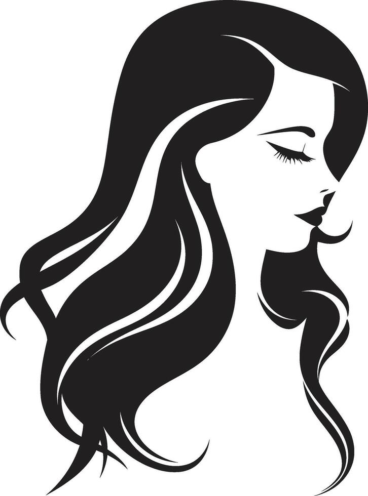 Serene Mystique Womans Face in Silhouette Elegant Flutter Black Butterfly Silhouette vector