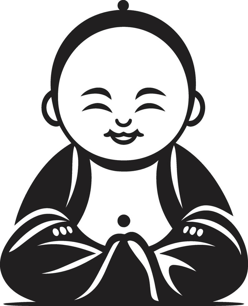 zen joven Buda emblemático Buda bambino dibujos animados zen emblema vector