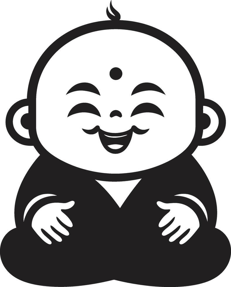 Buddha Bloom Baby Buddha ic Silhouette Tiny Zen Sage Emblem vector