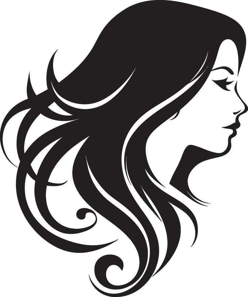 Captivating Shadows Womans Profile in Black Sleek Mystique Silhouette of a Beautiful Woman vector