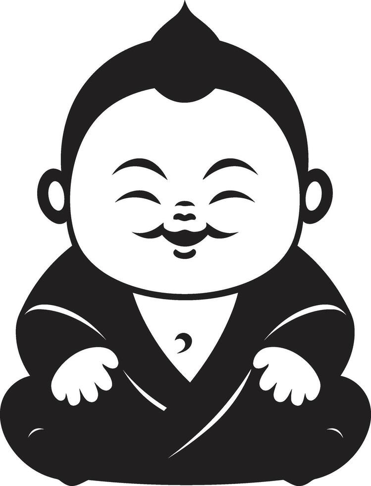 zen júnior Buda niño emblema ilustrado juventud dibujos animados Buda vector