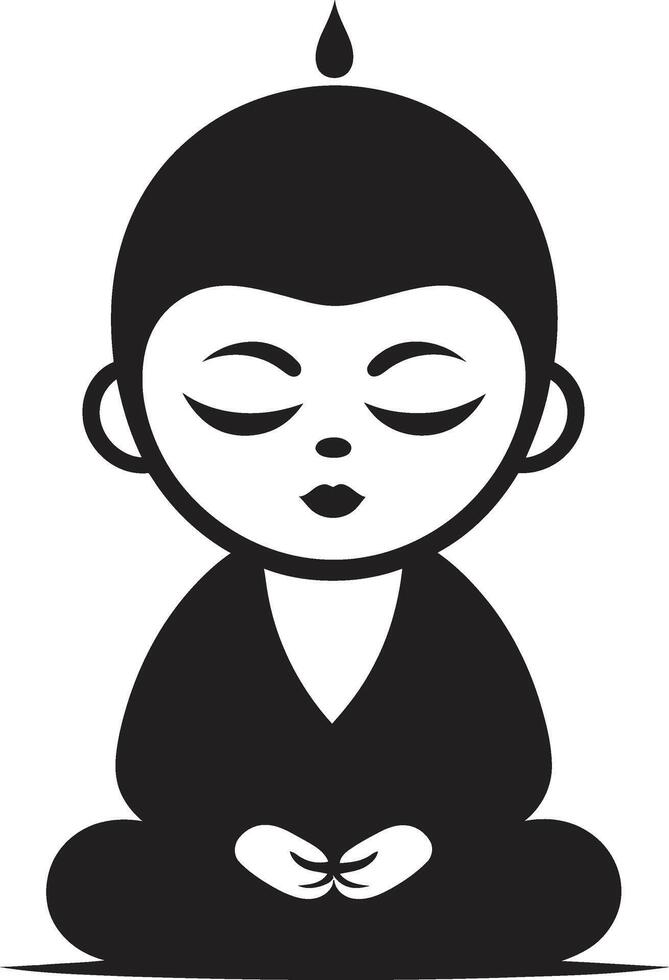 Serenity Sprite Kid Zen Youngster Buddha Emblematic vector