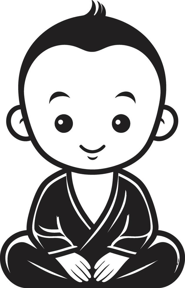 Buda bebé serenidad dibujos animados chibi iluminación niño Buda vector