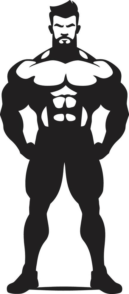 Comic Strength Impression Black of Cartoon Bodybuilder in Flex ic Fusion Cartoon Caricature Black Bodybuilder vector