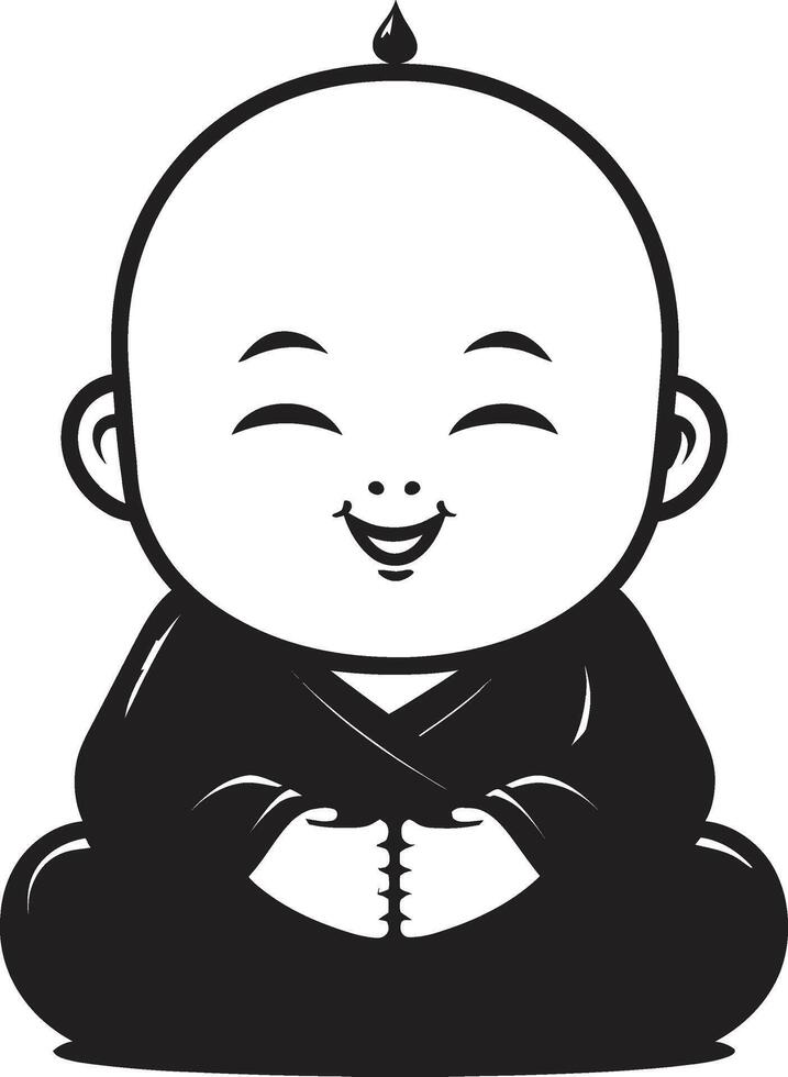 Chibi Enlightenment Zen Silhouette Tiny Zen Sage Black Emblematic vector