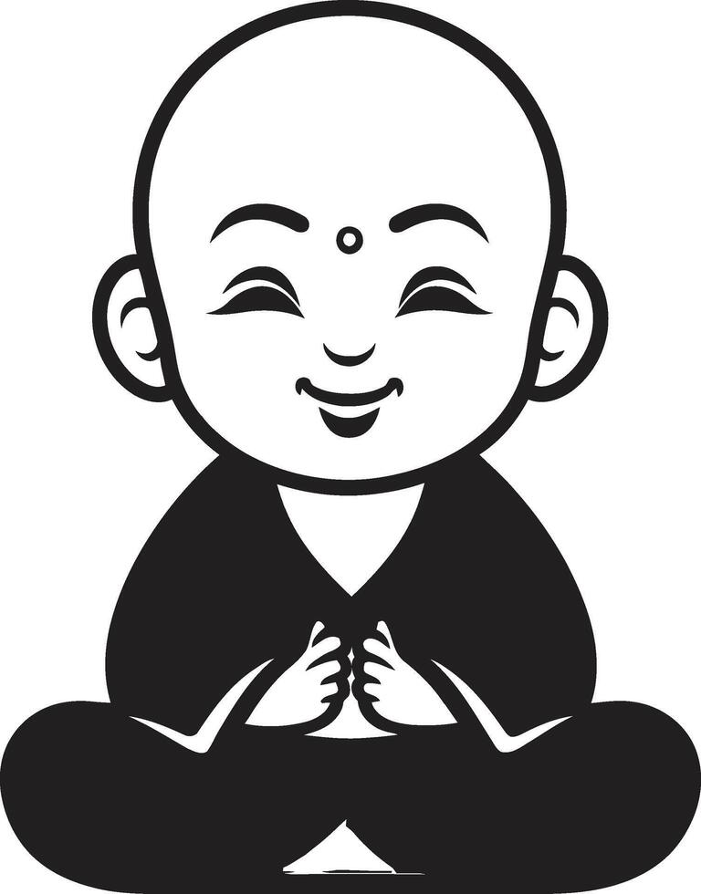 Buddha Bambino Peaceful Prodigy Black Cartoon Buddha vector