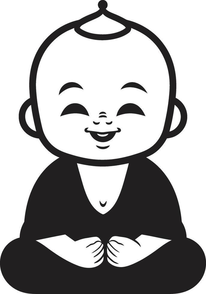 Serenity Seedling Black Chibi Zen Zephyr Buddha Emblem vector