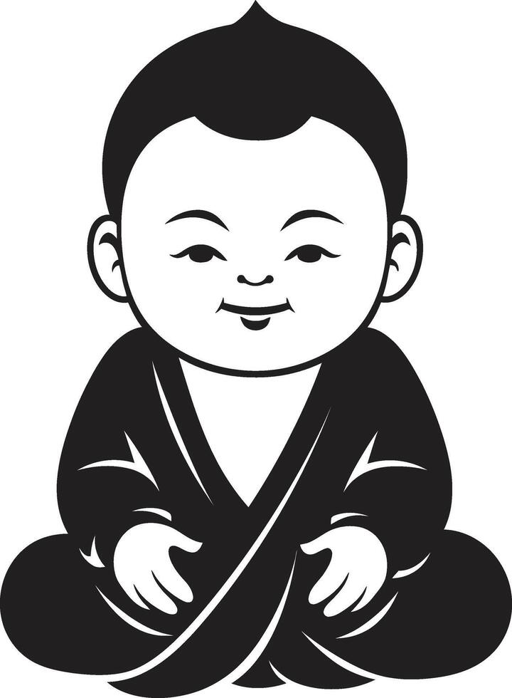 Buda bebé mini monje zen guardería Buda silueta vector