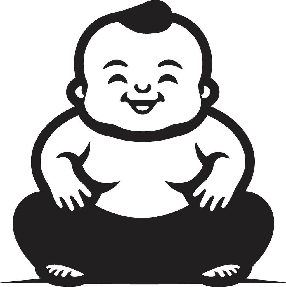 Enlightened Infante Mini Monk Silhouette Buddha Bambino Cartoon Buddha vector