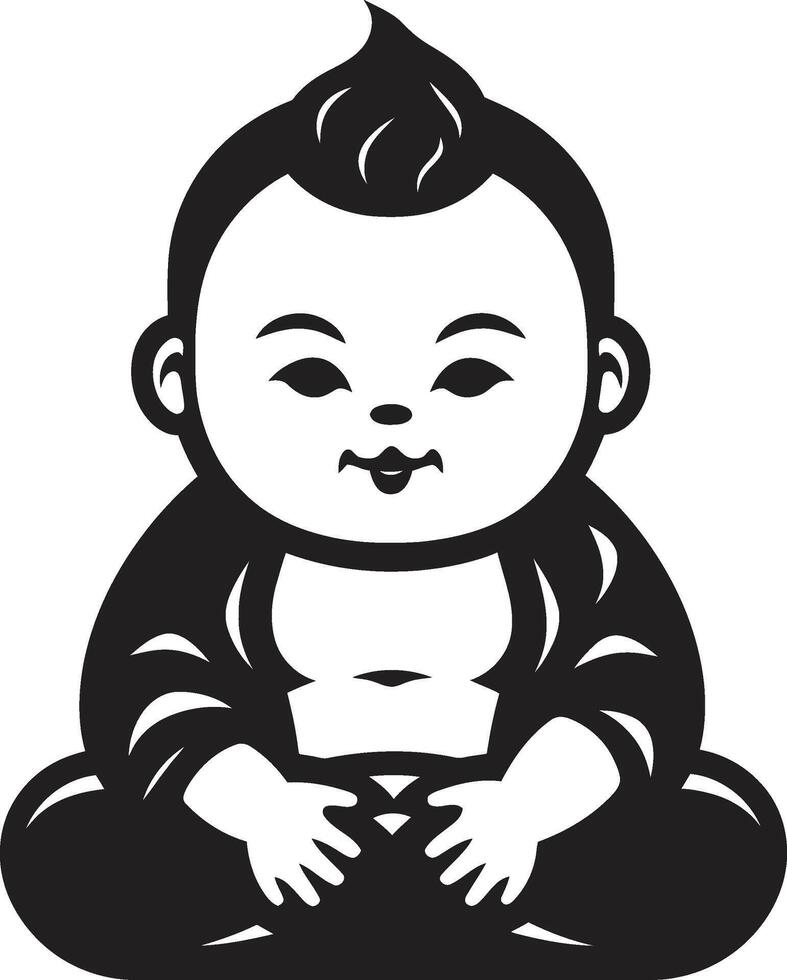 Lotus Little One Mini Monk Emblem Harmony Hatchling Black Buddha vector