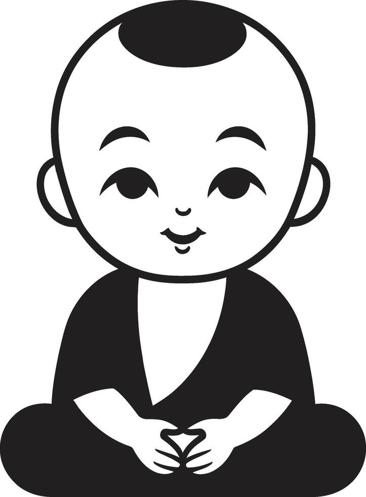 Harmony Hatchling Black Buddha Tranquil Tot Cartoon Buddha vector