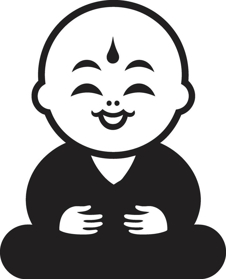 Zen Nursery Buddha Kid Silhouette Divine Kiddo Black vector