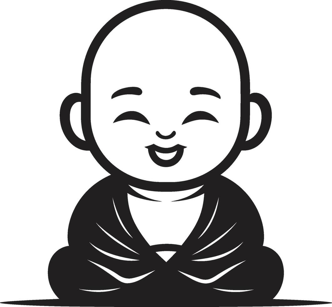 Chibi Zen Zephyr Buddha Kid Silhouette Enlightened Infante Black Cartoon Buddha vector