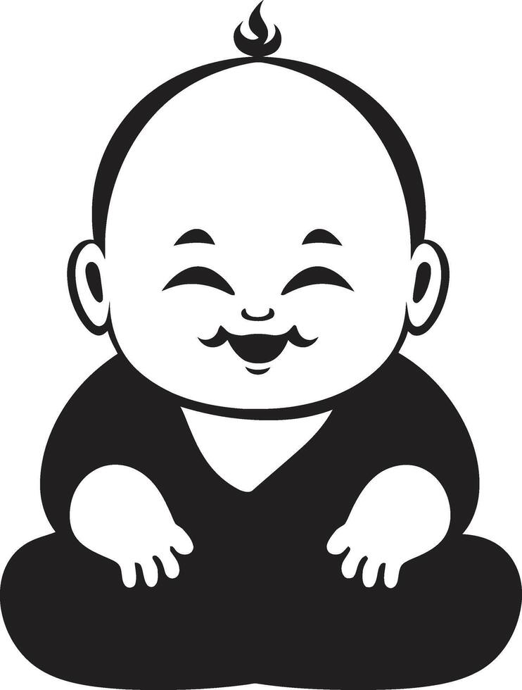 Harmony Hatchling Silhouette Tranquil Tot Black Buddha Emblem vector
