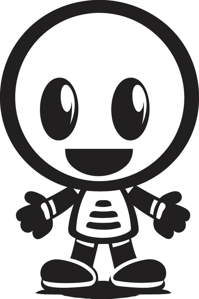 Cute Bombing Droid Mascot Blastastic Buddy Black vector