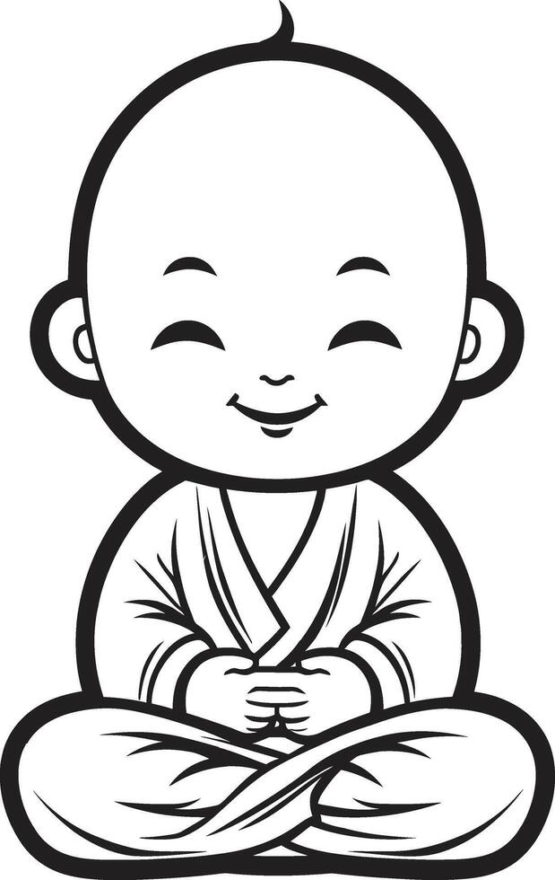Tiny Zen Sage Emblem Buddha Babe Black vector