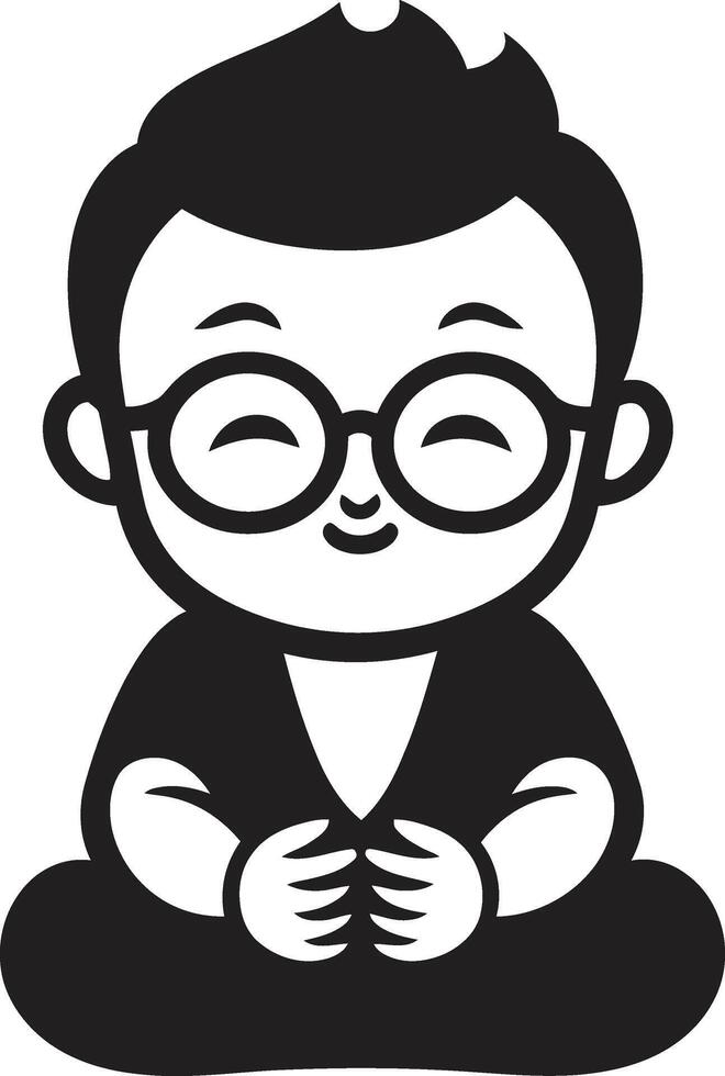 Peaceful Prodigy Buddha Kid Silhouette Enlightened Infant ic vector