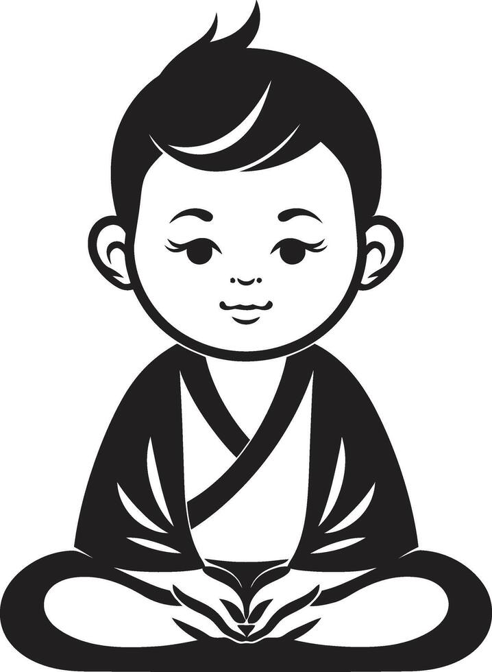 Buddha Bambino Black Peaceful Prodigy Buddha Emblem vector