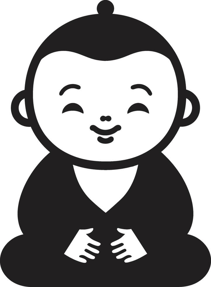 Peaceful Prodigy Buddha Kid Lotus Little One Mini Monk Emblem vector