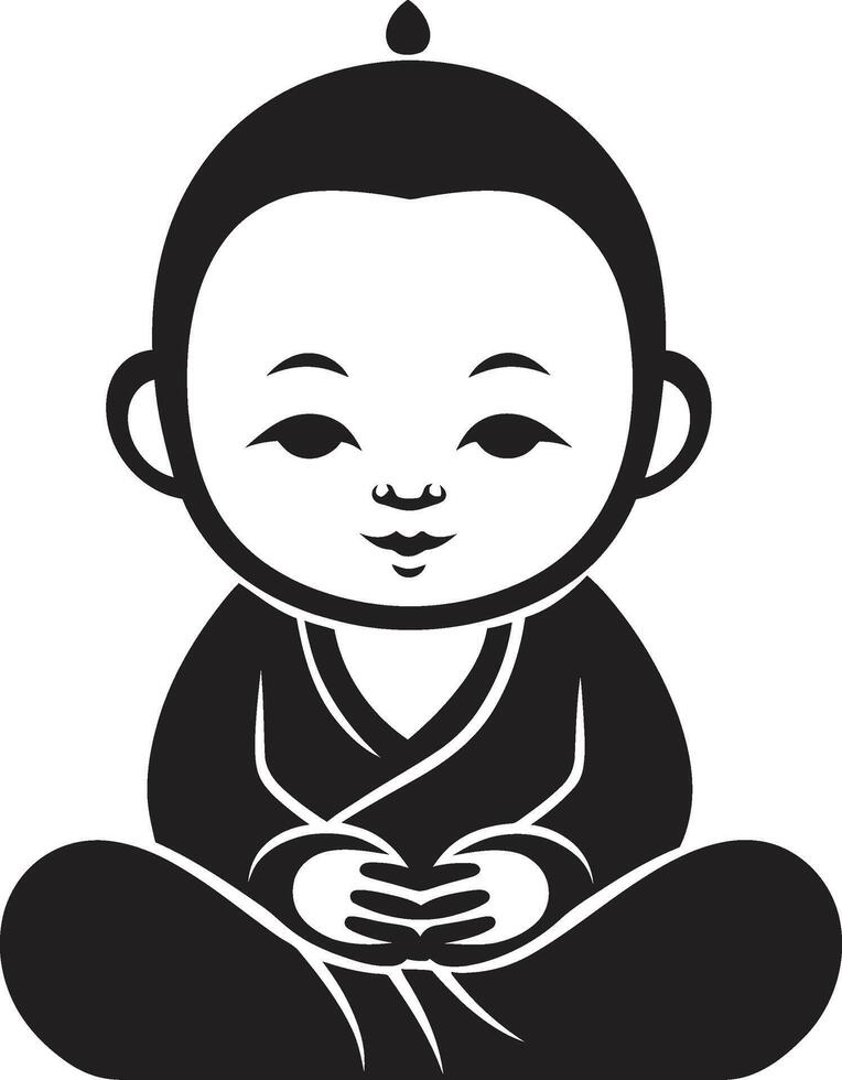 Buda bebé Buda zen guardería mini monje silueta vector