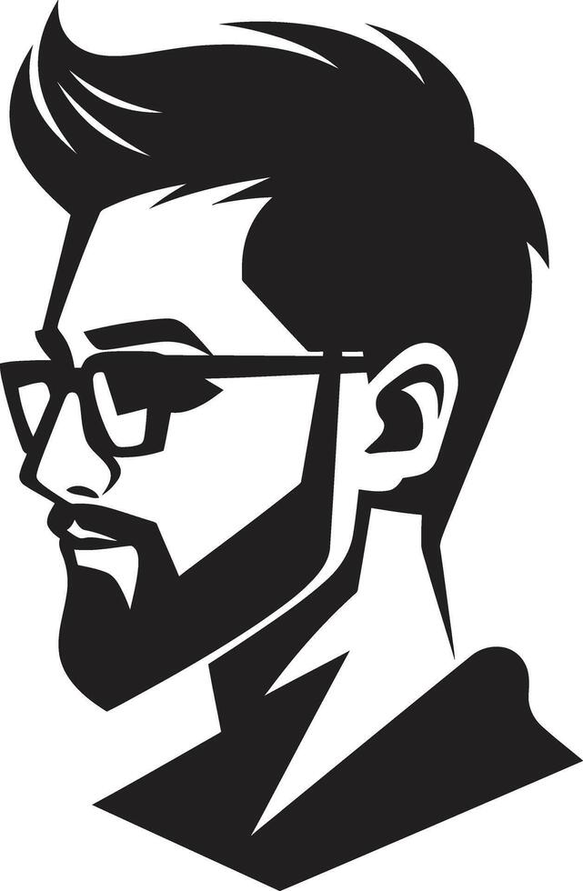 Elegant Vintage Black of Cartoon Hipster Man Face Modern Bohemian Hipster Man Face Cartoon in Black vector