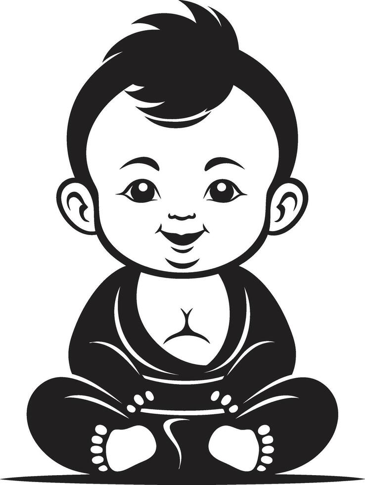 adivinar niño Buda niño emblema Buda bebé floración dibujos animados negro vector