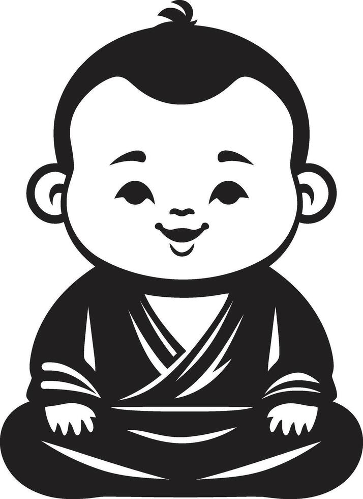 Tiny Tranquility Cartoon Buddha Zen Little One Black vector