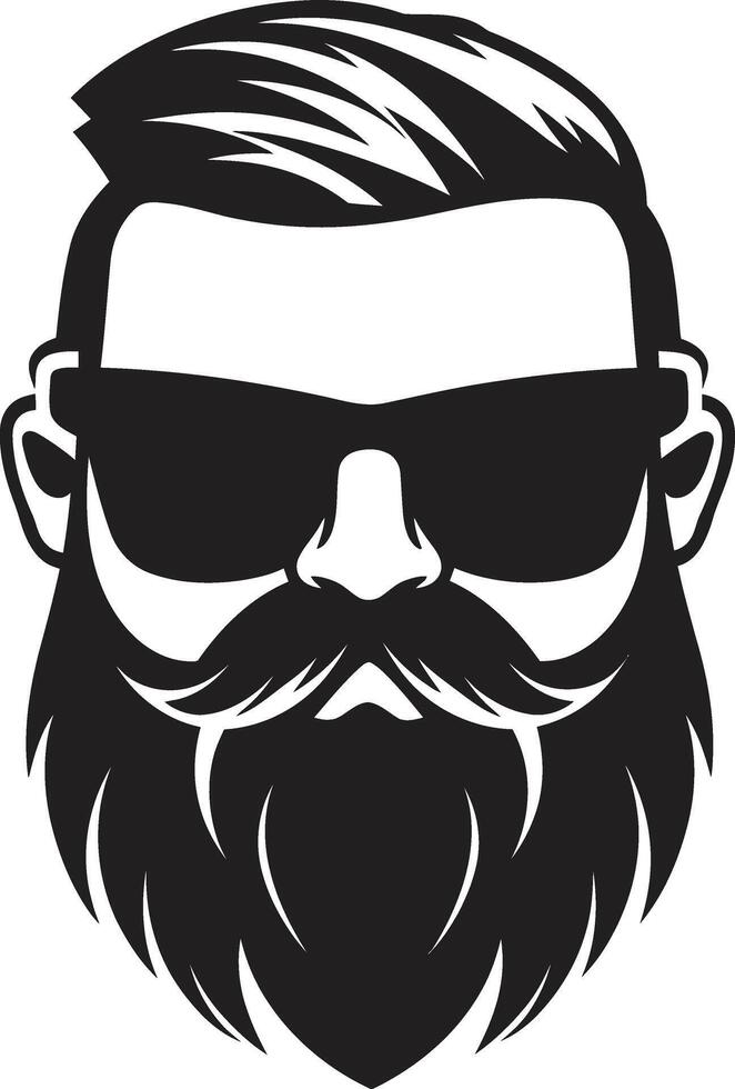 Retro Minimalist Sophistication Black of Cartoon Hipster Man Face Whimsical Vintage Charm Hipster Man Face Cartoon in Black vector