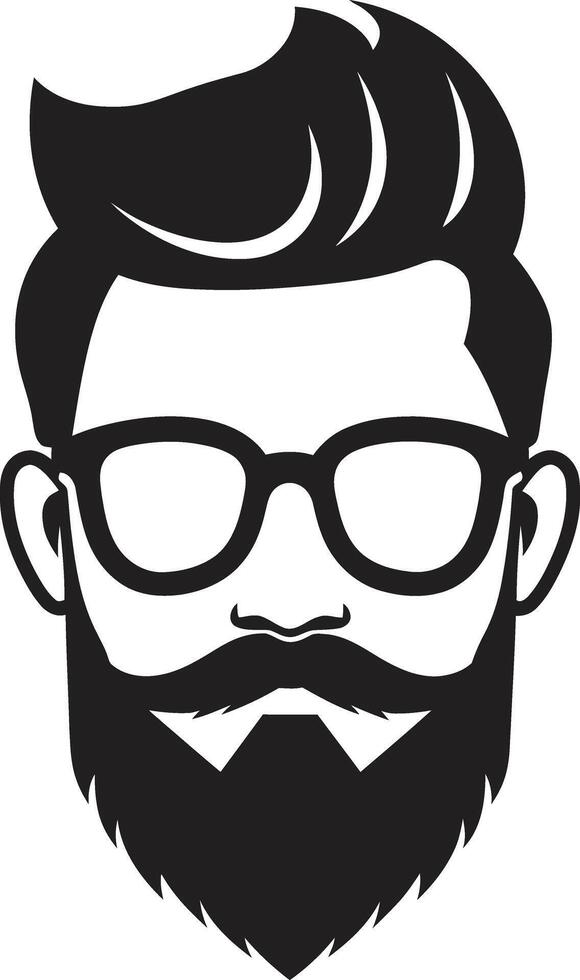 Eclectic Chic Hipster Man Face Cartoon in Black Retro Silhouette Cartoon Hipster Man Face Black vector