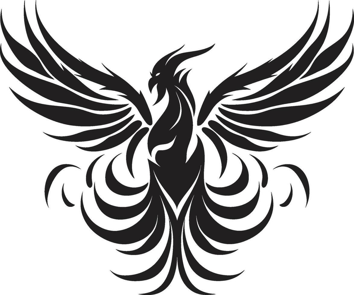 infierno pájaro de fuego negro emblema renacimiento resplandor símbolo vector